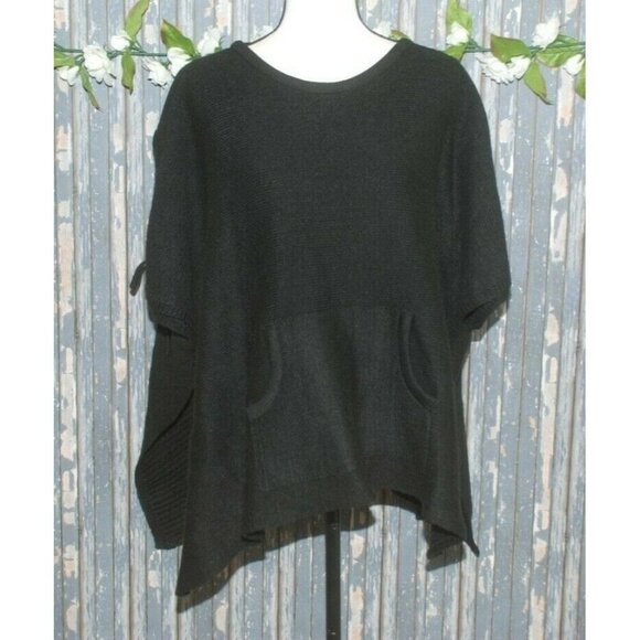 Madden Black Poncho Style Sweater Oversized One Size Lagenlook Grunge Casual - Picture 1 of 10